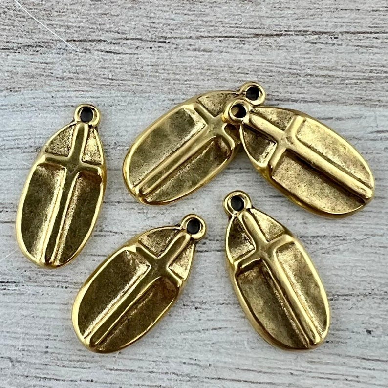 Oval Cross Charm, Gold Pendant, Artisan Jewelry Findings, GL-6309 image 4