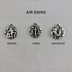 Zodiac Pendant, Silver Horoscope Charm, Birth Month Astrology Jewelry Making Medal, SL-6324 image 3