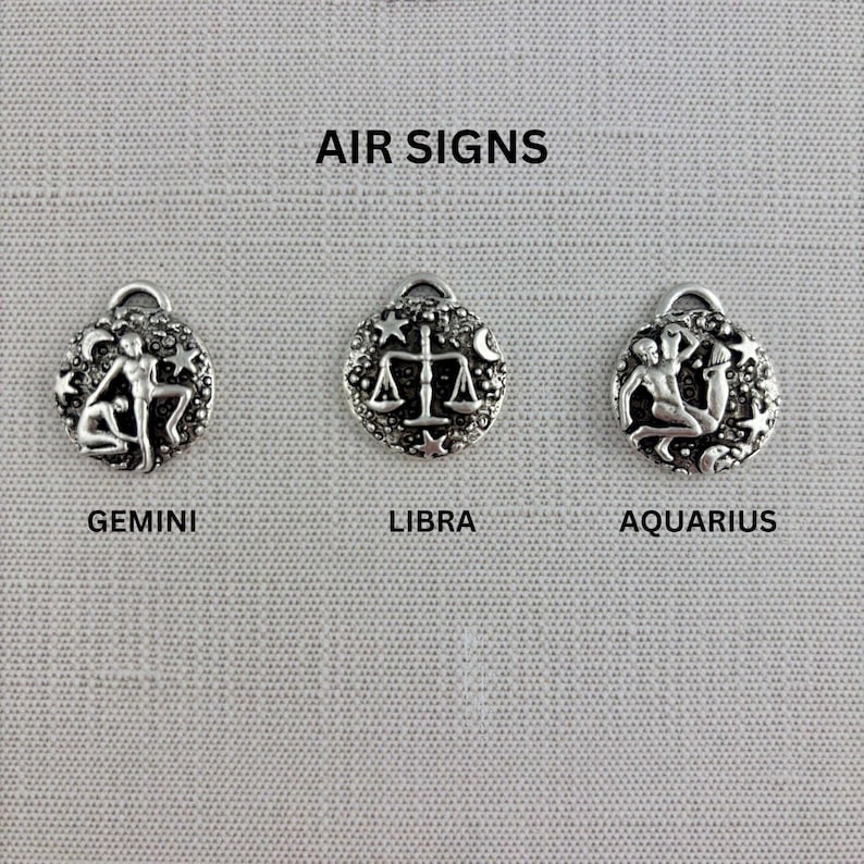 Zodiac Pendant, Silver Horoscope Charm, Birth Month Astrology Jewelry Making Medal, SL-6324 image 3