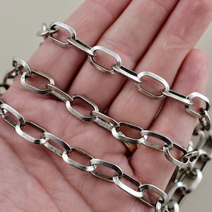 Chunky Oval Silver Chain, Thick Link Chain by the Foot, Jewelry Making Supplies, PW-2065