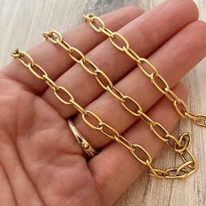 Clip Chain, Minimalist Rectangle Gold Chain by the Foot, Paperclip, Jewelry Supplies, GL-2033
