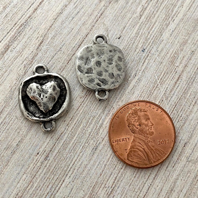 2 connecteurs en argent coeur gonflé, Fournitures pour fabrication de bijoux artisanale, PW-6157 image 6