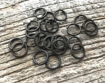 8mm Jump Rings, Rustic Brown Jump Rings, Antiqued Jump Rings, 25 jump rings, BR-3003