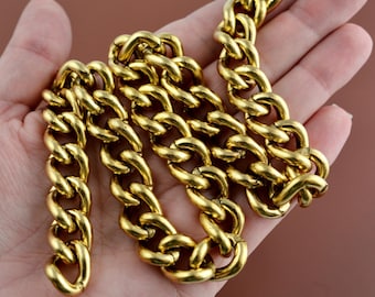16 Inch Pre-Cut Chunky Cuban Curb Gold Chain, Ready Made Necklace Chain, Jewelry Making Supplies, GL-2073