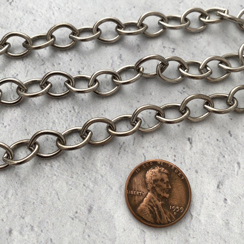 Large Smooth Chain Oval Cable Bulk Chain by Foot Silver | Etsy