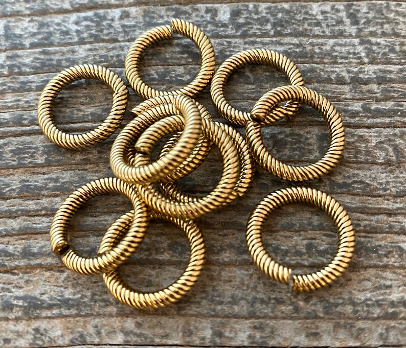14mm Extra Large Gold Jump Rings Thick Textured Antiqued Gold Etsy