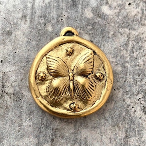 Colgante de mariposa y hoja de arce soldados, dije de hoja natural en oro envejecido, suministros para componentes de joyería artesanal, GL-6192