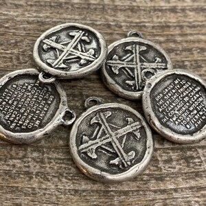 Soldered Serenity Prayer Coin, Pocket Cross Charm, Sobriety Token, Antiqued Silver Religious Christian Men's Jewelry, PW-6090 image 6