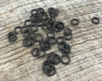 6mm Jump Rings, Rustic Brown Jump Rings, Antiqued Jump Rings, 50 jump rings, BR-3004