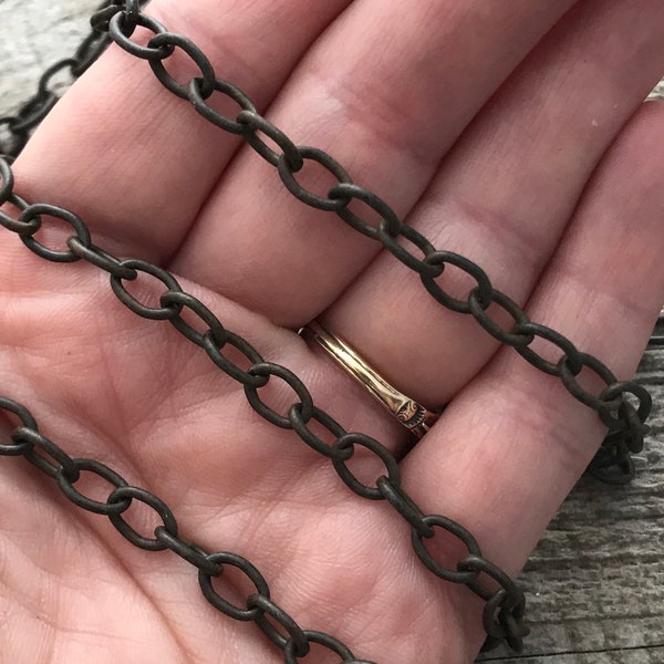 Rustic Brown Chain, Large Link, Cable Chain, Oval Chain, Antiqued Chain, Distressed Chain, Aged Chain, Jewelry Making Supplies, BR-2004