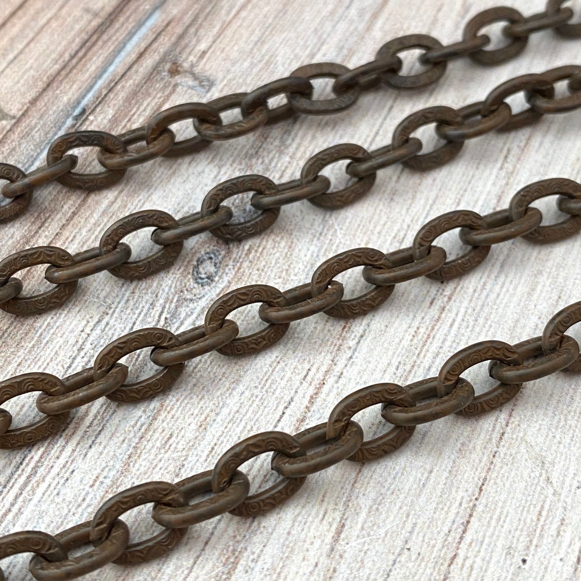 Large Rustic Brown Chain with Design Thick Antiqued Chain by | Etsy
