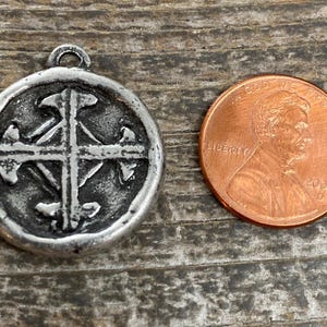 Soldered Serenity Prayer Coin, Pocket Cross Charm, Sobriety Token, Antiqued Silver Religious Christian Men's Jewelry, PW-6090 image 7