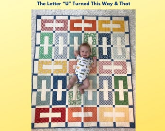 Easy Jelly Roll Quilt Pattern: U-Block Patchwork (PDF Download)