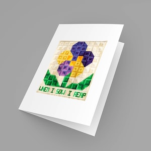 Biglietto per appunti trapuntato - Quando semino raccoglierò - Foto motivazionale per biglietto vuoto, disegni per trapunta, regalo per trapunte, patchwork, trapunta per capanna di tronchi