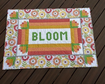 Quilt for Sale, Bloom, Original Quilt Art, Handmade Quilt Wallhanging, Quilt-With-Words, Handsewn Quilts, Wall Art