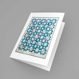 Quiltkaart, terugwijkende sterquilt, blanco binnenzijde, notitiekaart naaien, quiltbriefpapier, naaicadeaus, patchwork, aandenkenkaart, quiltontwerpen