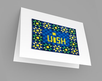 Photo Notecard, Wish, Blank Inside, Star Quilt, Note Card, Patchwork Notecard, Quilt Stationery, Sewing Gifts, Ready to Ship, Gift for Her