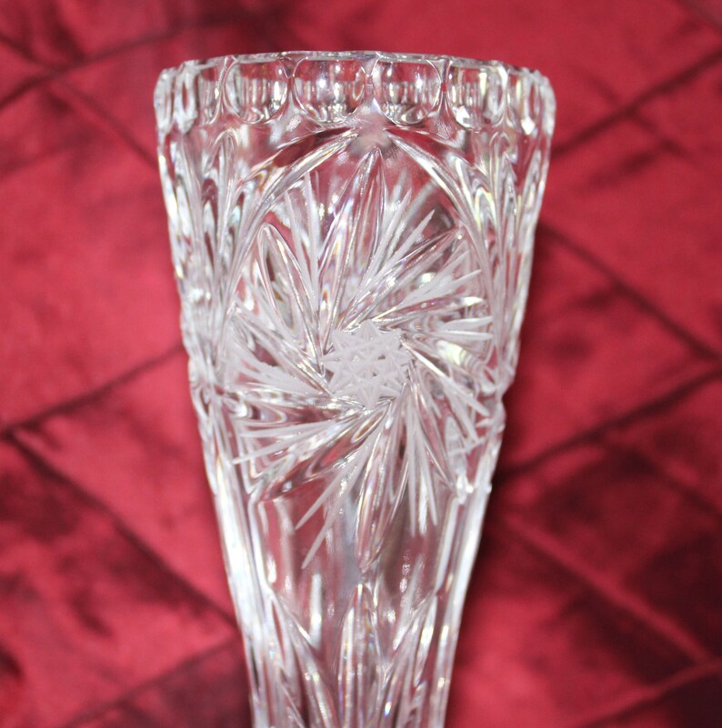 Vintage Lead Crystal Vase the Victoria Etched 8 Point Star Pinwheel Etsy