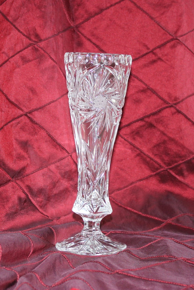 Vintage Lead Crystal Vase the Victoria Etched 8 Point Star Pinwheel Etsy