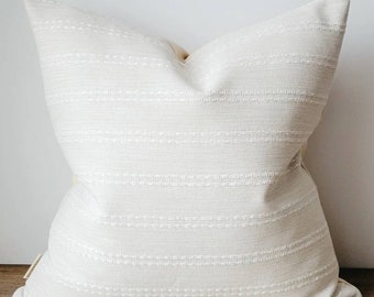Cream And White Woven Stripe Pillow, Off-White Throw Pillow, Traditional Pillow, Neutral Pillow, Casual Pillow Cover, Modern Farmhouse