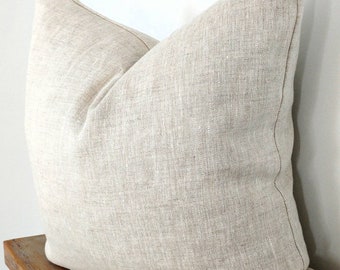 Modern Farmhouse oatmeal linen pillow cover