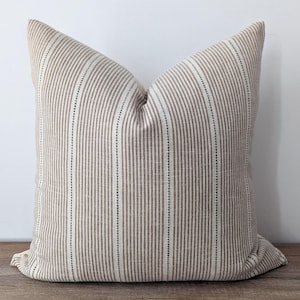 Striped  Brown Pillow, Casual Pillow, Neutral Pillow Cover, Beige And Off White striped pillow, Modern Decor, Neutral Decor,*ASHER