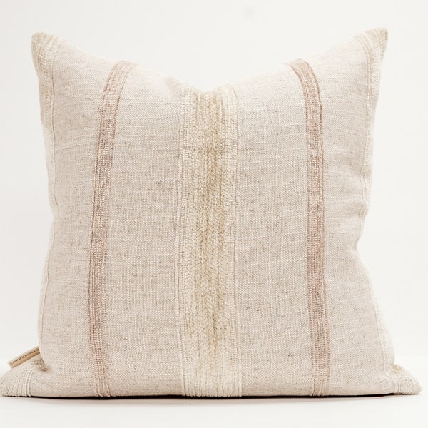 Neutral Striped Beige Pillow, Modern Textured beige throw Pillow, Neutral Decor , Organic Decor, Modern Decor Pillow, Housewarming Gift