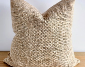 Designer Neutral Textured Pillow cover, Earthy Flax Toned Fabric Pillow Cover, Neutral decor Pillow Cover