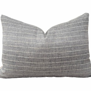 Modern gray striped pillow cover , traditional grey lumbar pillow , asual decor, lumbar accent pillow,   sofa pillow gray with white stripes