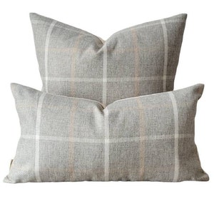 Modern plaid pillow cover , traditional plaid grey lumbar pillow , casual decor, casual accent pillow,   sofa pillow, bed pillow,*HAZEL