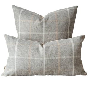 Modern plaid pillow cover 22x22, traditional plaid grey lumbar pillow , casual decor, casual accent pillow,