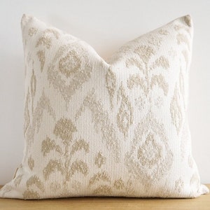 Designer Neutral Ikat Pillow Cover, Cream And Beige Ikat Throw Pillow, Modern Decor Pillow, Textured Modern Throw Pillow, Neutral Pillow