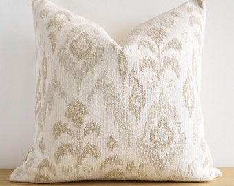 Designer Neutral Ikat Pillow Cover, Cream And Beige Ikat Throw Pillow, Modern Decor Pillow, Textured Modern Throw Pillow, Neutral Pillow