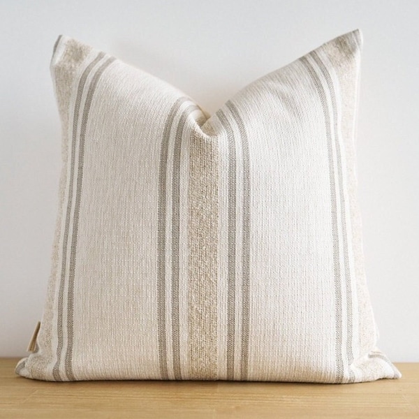 Striped Pillow, Casual Pillow, Neutral Pillow Cover, Beige And White Pillow, Modern Decor, Neutral Decor, Mix Match Neutral Pillow