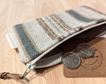 Coin Wallet Small Purse, Boho Striped Earbud Case, Card Holder, Rustic Mini Pouch, Unique Coin Purse, ID Zip Pouch,  Unique Teengirl Gift