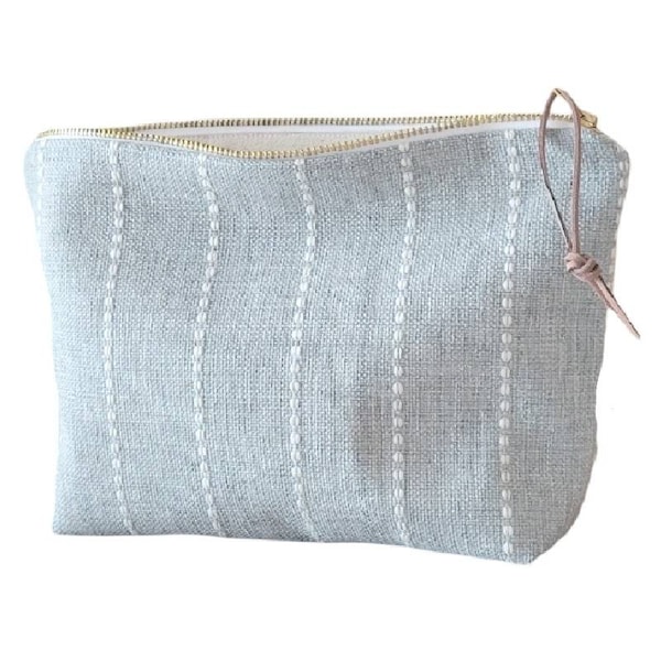 Bolsa de maquillaje minimalista única, bolsa azul/gris y blanca, regalo único para mujer, bolsa cosmética, bolsa multiusos