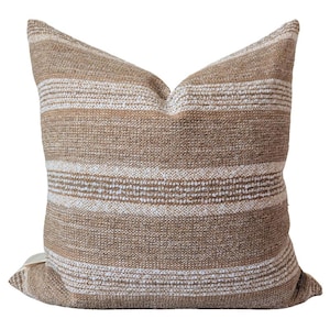 Cozy Striped Boucle Pillow: Nutty Brown Textured Cushion for Modern Home Decor