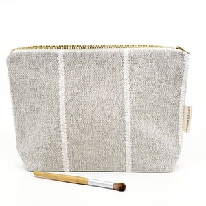 Unique makeup bag, neutral cosmetic bag, country rustic makeup bag, minimalist toiletry bag women, rustic farmhouse pouch, unique gift image 6