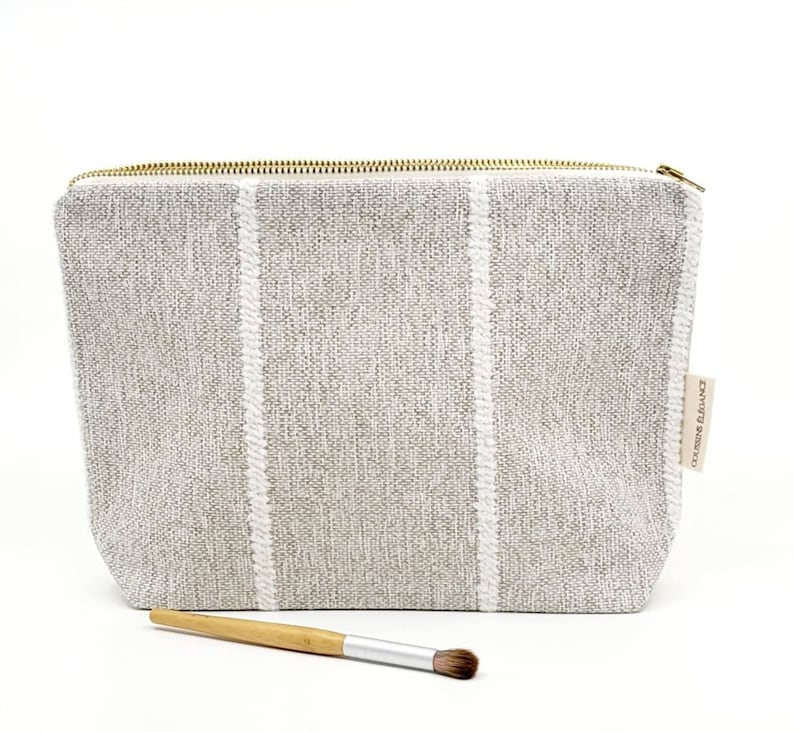 Unique makeup bag, neutral cosmetic bag, country rustic makeup bag, minimalist toiletry bag women, rustic farmhouse pouch, unique gift image 6