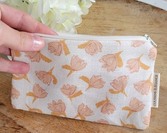 Unique coin purse women, floral linen pouch, multipurpose mini pouch, unique mini coin purse, original teen girl gift