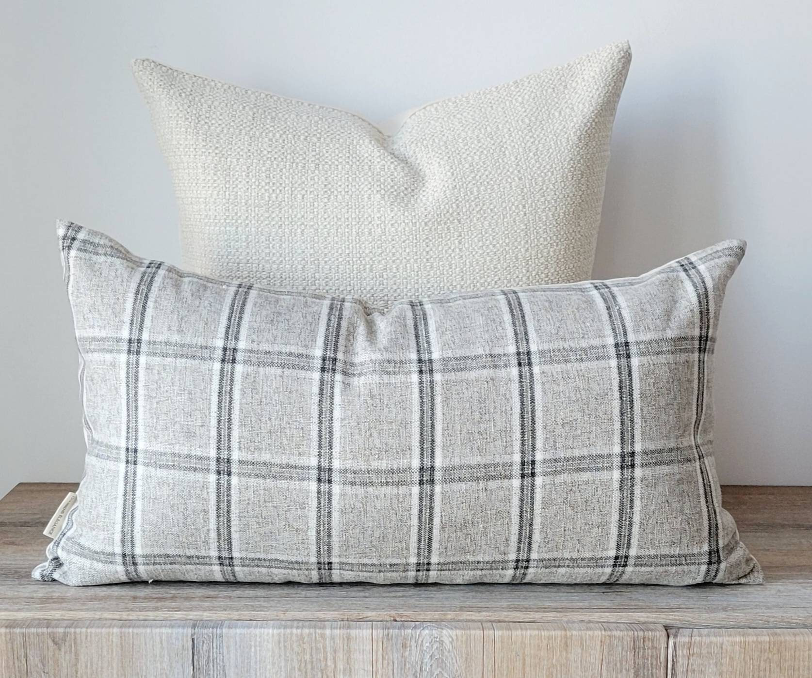 Grey Lumbar Pillow Cover 12x24 Decorative Grey Check Pillow Etsy