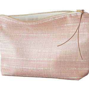 Étui maquillage rose dégradé, pochette cosmétique rustique bohème rose pâle, trousse maquillage à rayures, cadeau parfait pour maman, femme