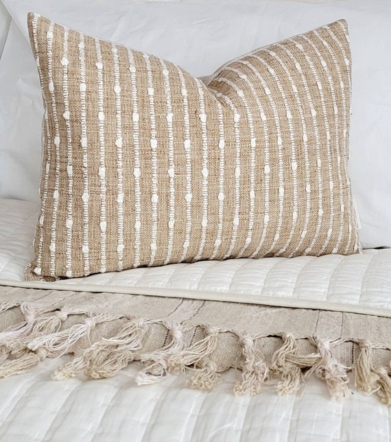 Modern Farmhouse Textured Pillow Small Lumbar 12x17 Pillow Camel