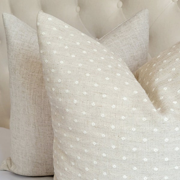 Neutral decor pillow cover, textural ivory dot beige pillow, 20x20 organic look pillow, high end neutral pillow, modern neutral decor