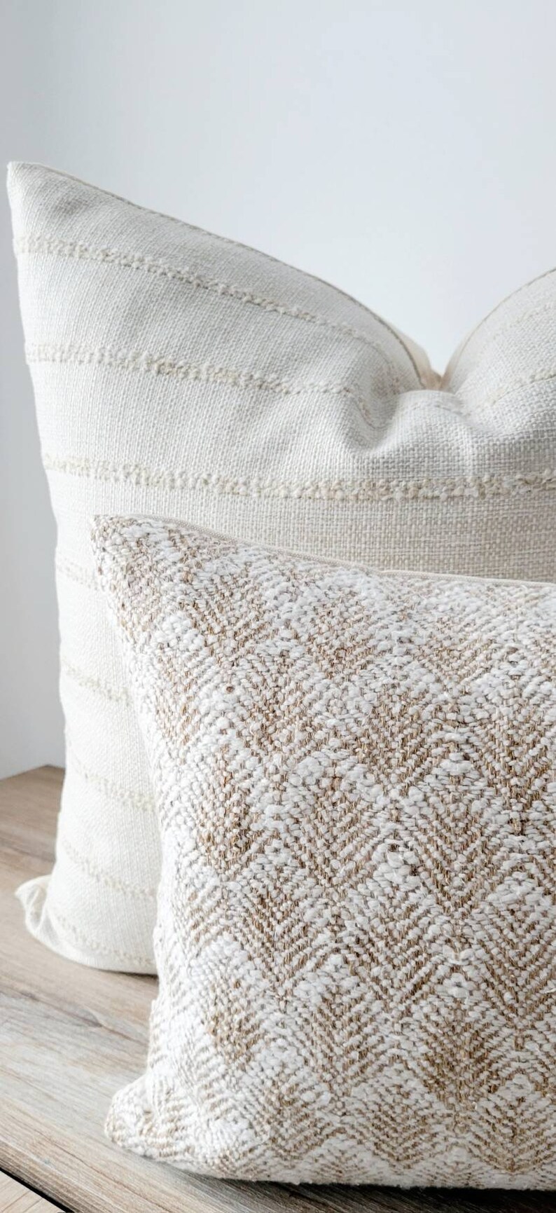 Beige Striped Pillow Cover Textured Stripes Throw Pillow Etsy