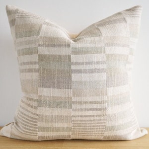 Patchwork  Pillow Cover . 20x20 Farmhouse Pillow. 12 x 24 Coastal Pillow. Earthtone Textured Pillow. Geometric Pillow. Casual Classic decor