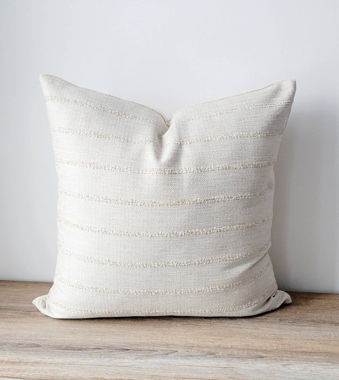 Beige Striped Pillow Cover, Textured Stripes Throw Pillow, Neutral
