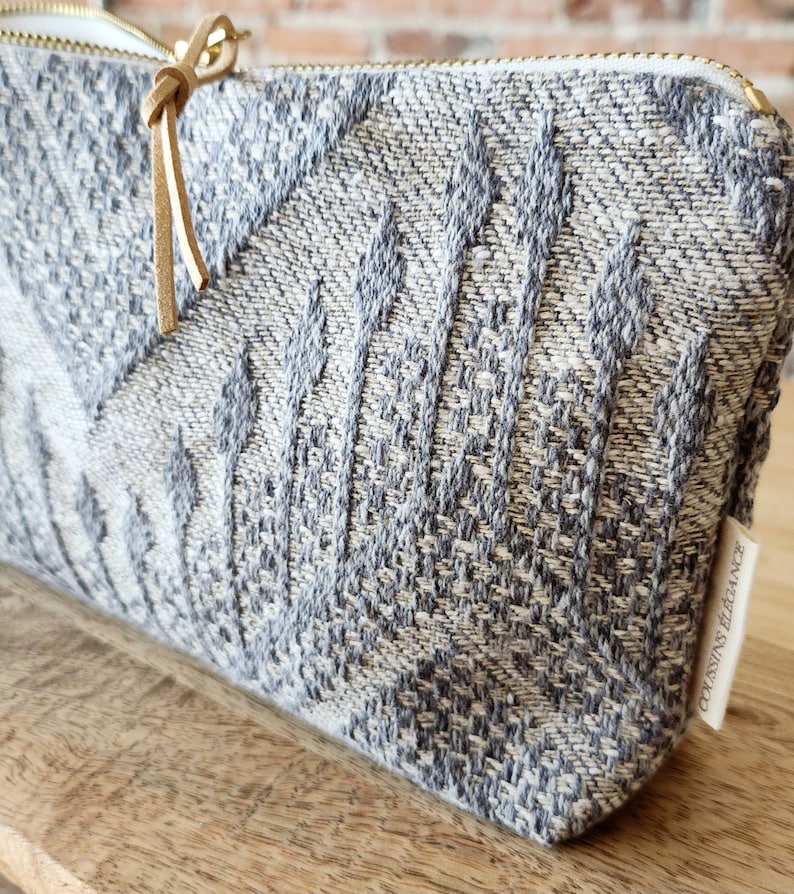 Unique Makeup Bag Blue And Gray, Boho Cosmetic Pouch, Unique Gift Women, Handmade Makeup Bag, Medium Toiletry Bag, Gift For Makeup Lover image 3