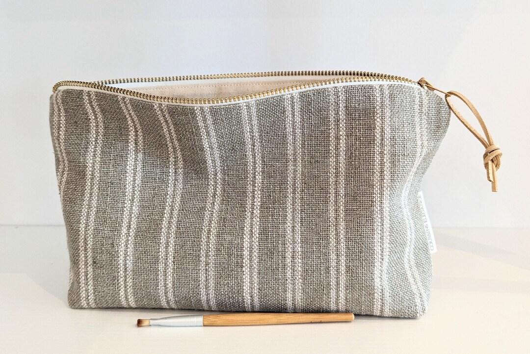 Unique Sage Green Makeup Bag Linen Cosmetic Pouch Bag Modern Etsy