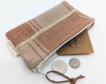 Coin Wallet Small Purse, Boho Striped Earbud Case, Card Holder, Rustic Mini Pouch, Unique Coin Purse, ID Zip Pouch,  Unique Teengirl Gift